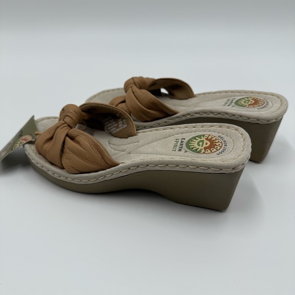NWT Earth Spirit Women's Liberty Tan Leather Knot Wedge Sandals 8 Gelron 2000 - Picture 6 of 8